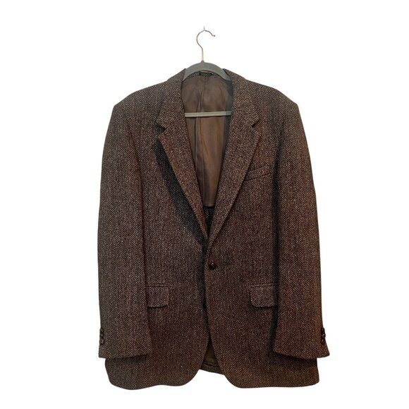 Alan Craig Harris Tweed Hand Woven Brown Blazer True Vintage - Picture 1 of 10